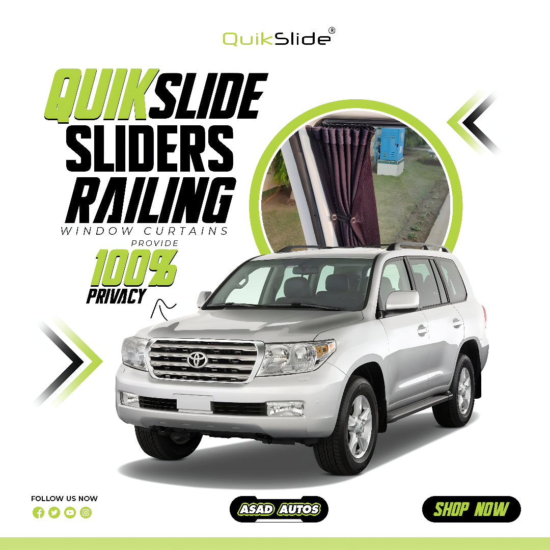 QuikSlide Sliders Railing Curtains for Toyota Land Cruiser 1998 - 2007 J100 – Ultimate Sun Protection & Privacy"