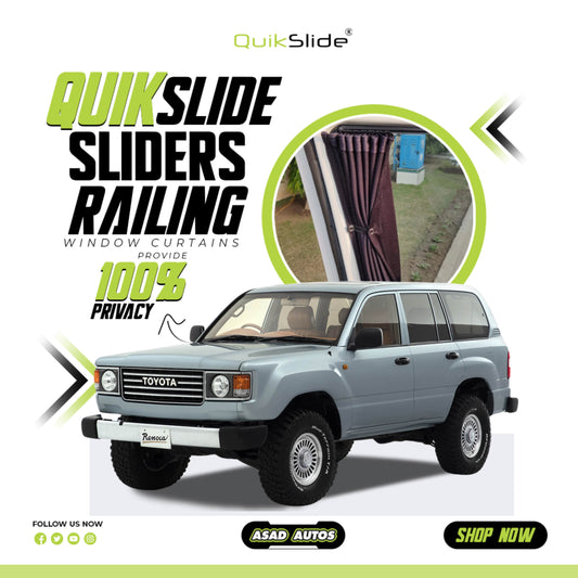 QuikSlide Sliders Railing Curtains for Toyota Land Cruiser J80 (1990-1997) – Premium Privacy and Sun Protection"