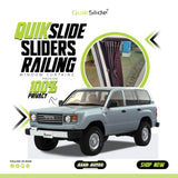 QuikSlide Sliders Railing Curtains for Toyota Land Cruiser J80 (1990-1997) – Premium Privacy and Sun Protection"