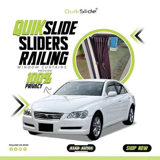 QuikSlide Sliders Railing Curtains for Toyota Mark X Gen2 (2010-2017) | Sunshade & Privacy