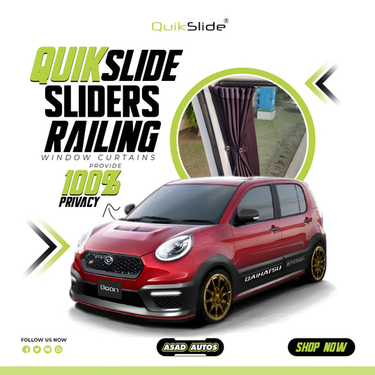 QuikSlide Sliders Railing Curtains for Toyota Passo 2016 - 2020 3rd – Ultimate Sun Protection & Privacy