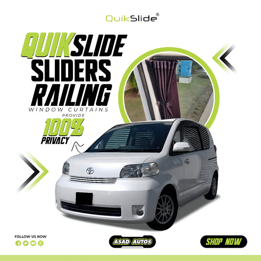 QuikSlide Sliders Railing Curtains for Toyota Porte Gen1 (2004-2012) | Sunshade & Privacy