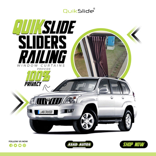QuikSlide Sliders Railing Curtains for Toyota Prado 2002 - 2009 J120 – Enhanced Sun Protection & Privacy"
