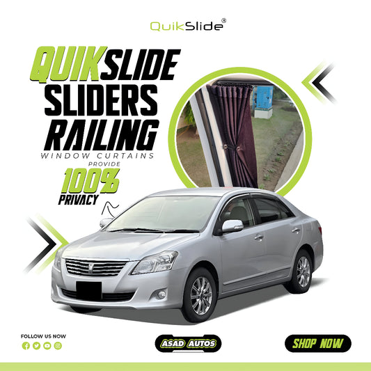 QuikSlide Sliders Railing Curtains for Toyota Premio 2nd Gen (2007-2021) – Premium Privacy and Sun Protection"
