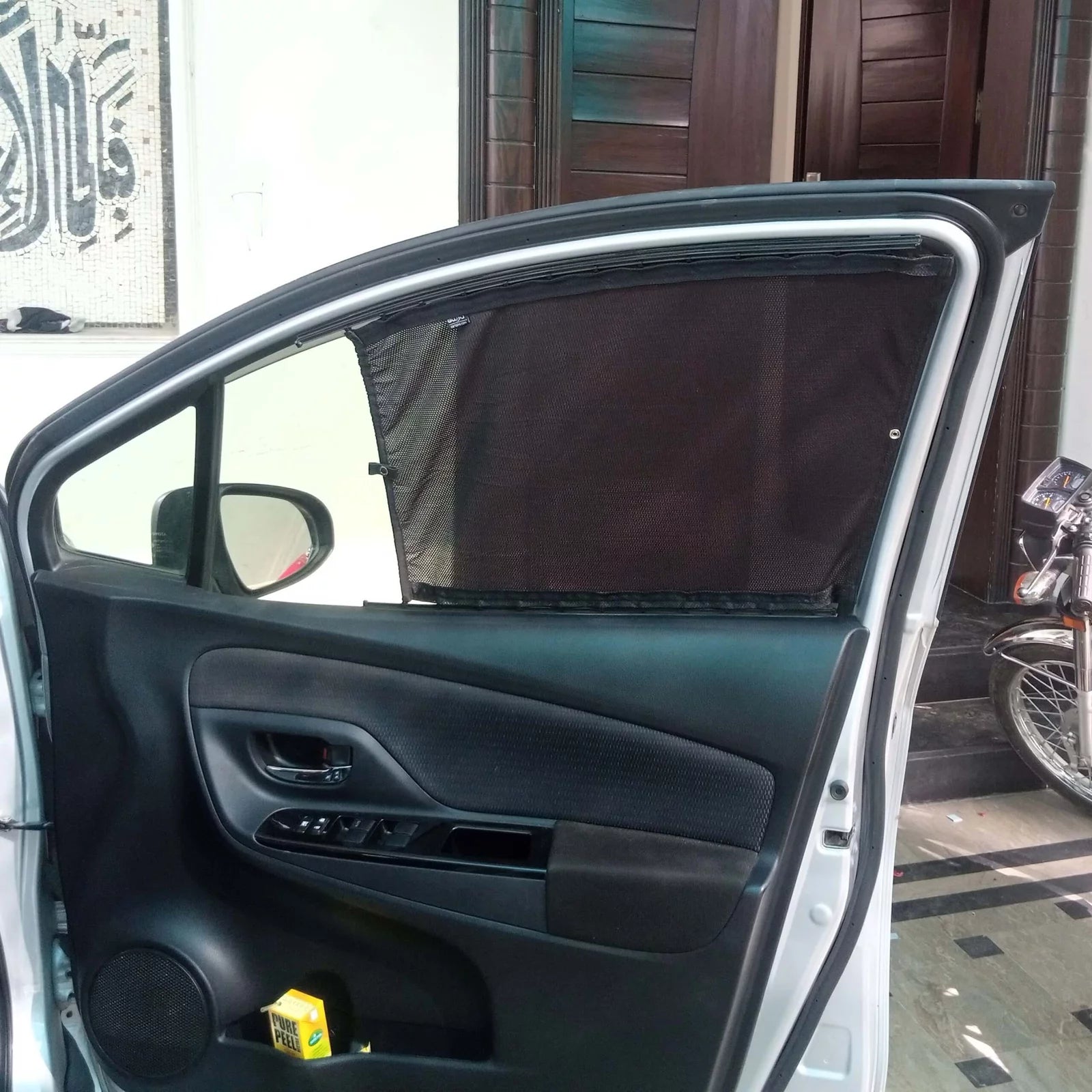 QuikSlide Sliders Railing Curtains for Toyota Vitz 3rd Gen (2012-2021) – Premium Privacy Shades with Sun Protection and UV Protection"