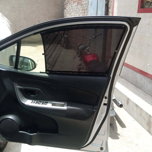 QuikSlide Sliders Railing Curtains for Toyota Vitz 3rd Gen (2012-2021) – Premium Privacy Shades with Sun Protection and UV Protection"
