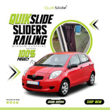 QuikSlide Sliders Railing Curtains for Toyota Vitz Gen2 2006–2011 car window sun shades with UV protection and privacy coverage