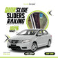 QuikSlide slider railing curtains installed on Honda City 2009-2020 5th Gen side window for privacy and UV protection