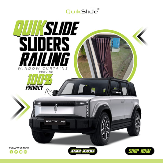 QuikSlide Sliders Railing Curtains installed in JAECOO J6 2025–2026