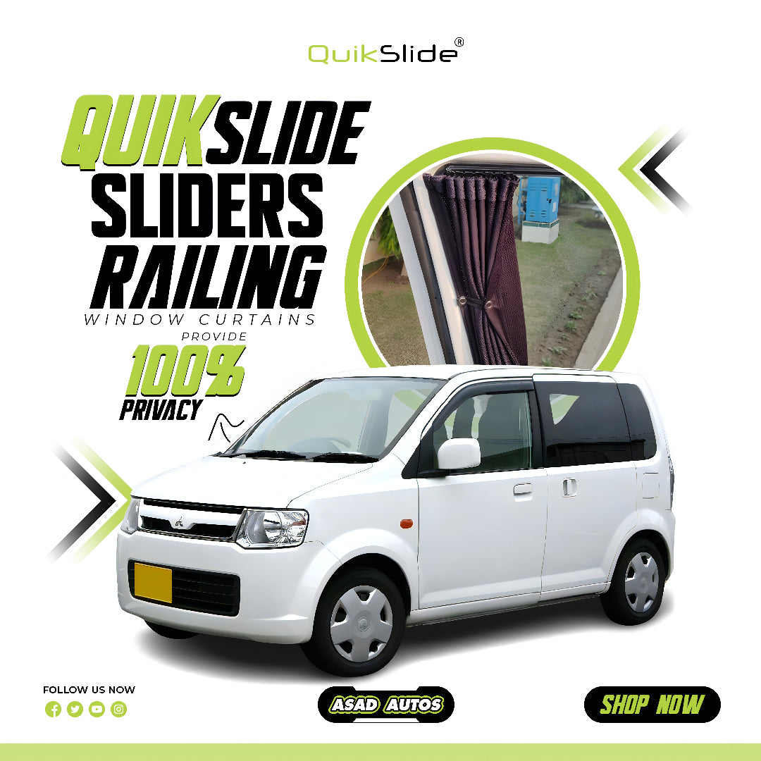 QuikSlide Sliders Railing Curtains installed in Mitsubishi EK Wagon (2006-2013)"
