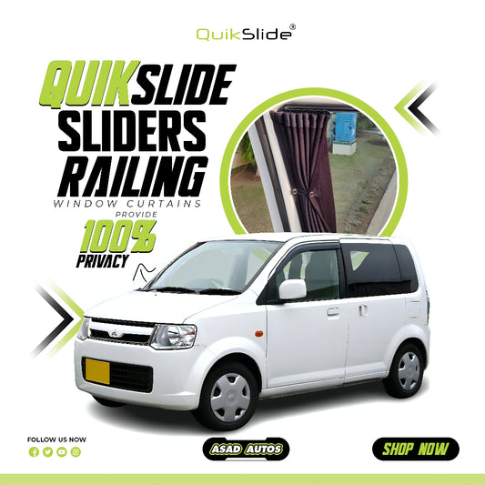 QuikSlide Sliders Railing Curtains installed in Mitsubishi EK Wagon (2006-2013)"
