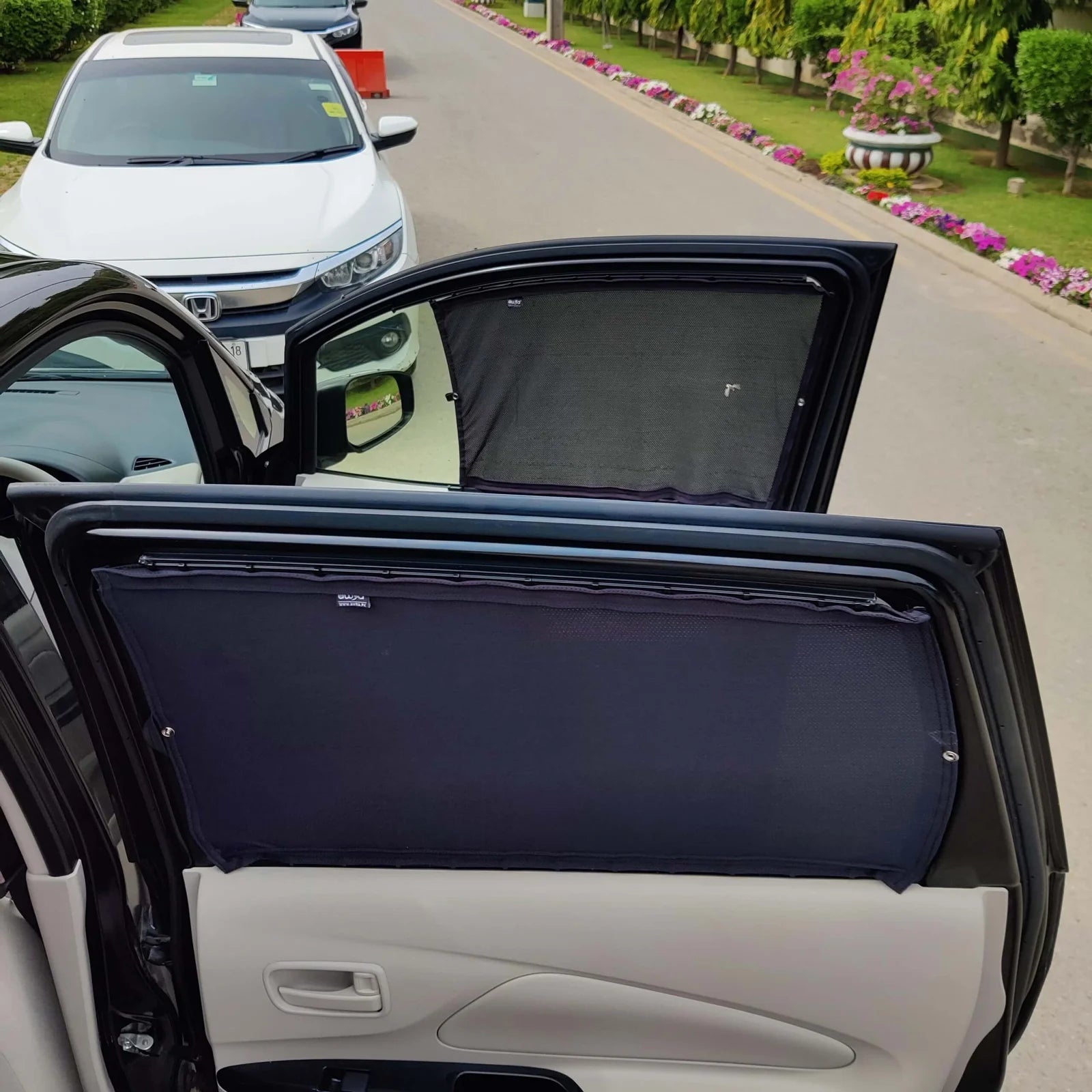 QuikSlide Sliders Railing Curtains installed in Mitsubishi EK Wagon (2006-2013)"
