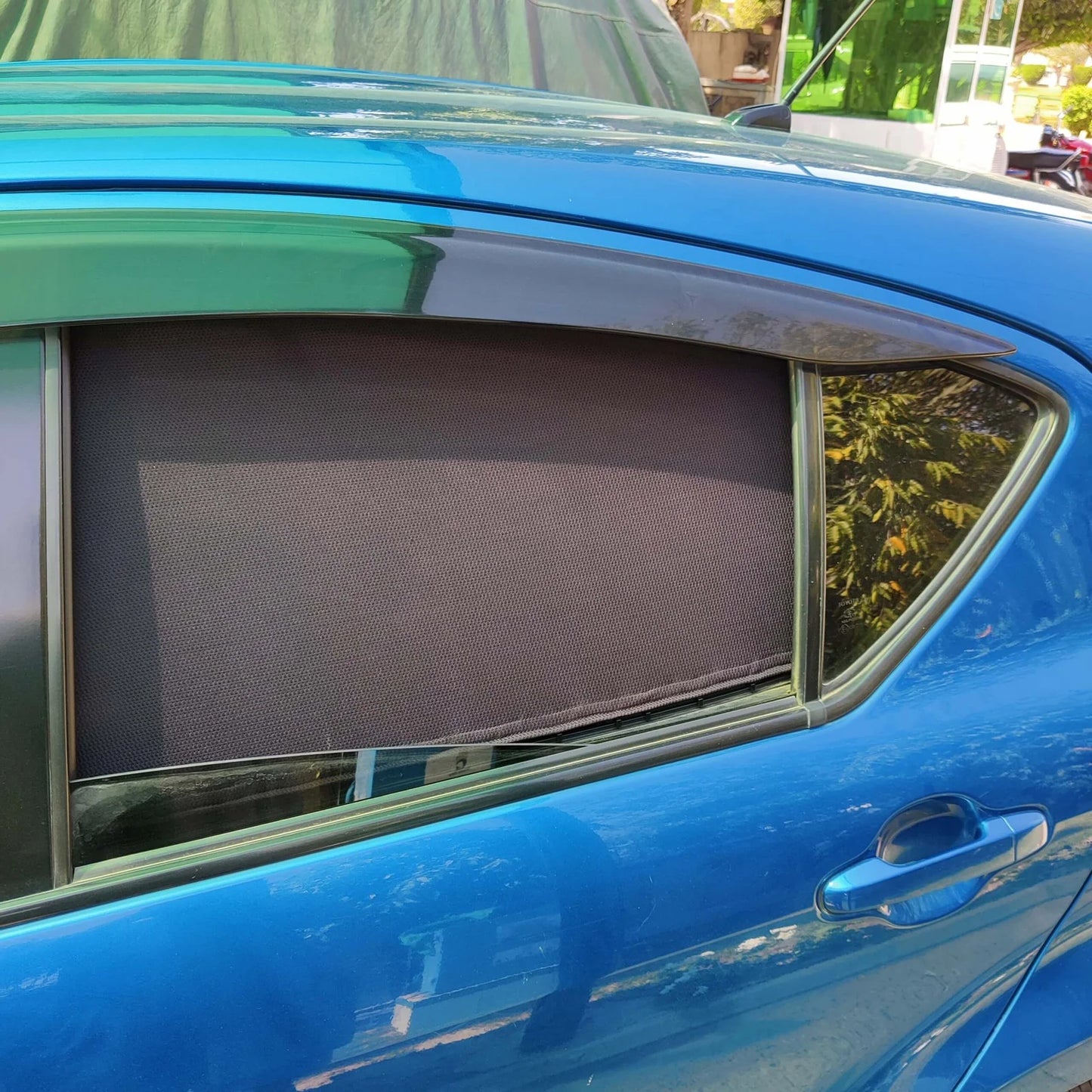 QuikSlide Sliders Railing Curtains installed in Toyota Aqua / Prius C (2011-2021)"
