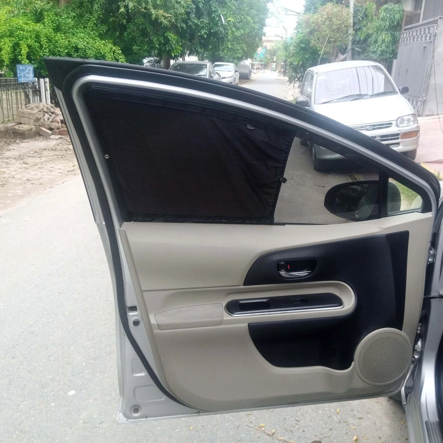QuikSlide Sliders Railing Curtains installed in Toyota Aqua / Prius C (2011-2021)"
