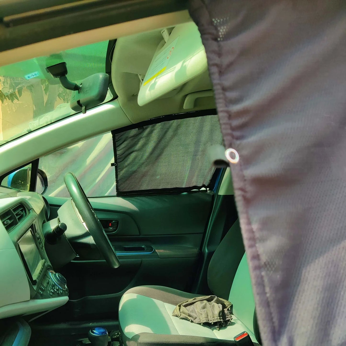 QuikSlide Sliders Railing Curtains installed in Toyota Aqua / Prius C (2011-2021)"
