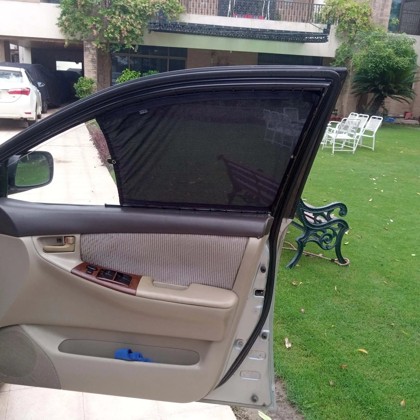 QuikSlide Sliders Railing Curtains installed in Toyota Corolla 2008-2013 (9th Gen)"

