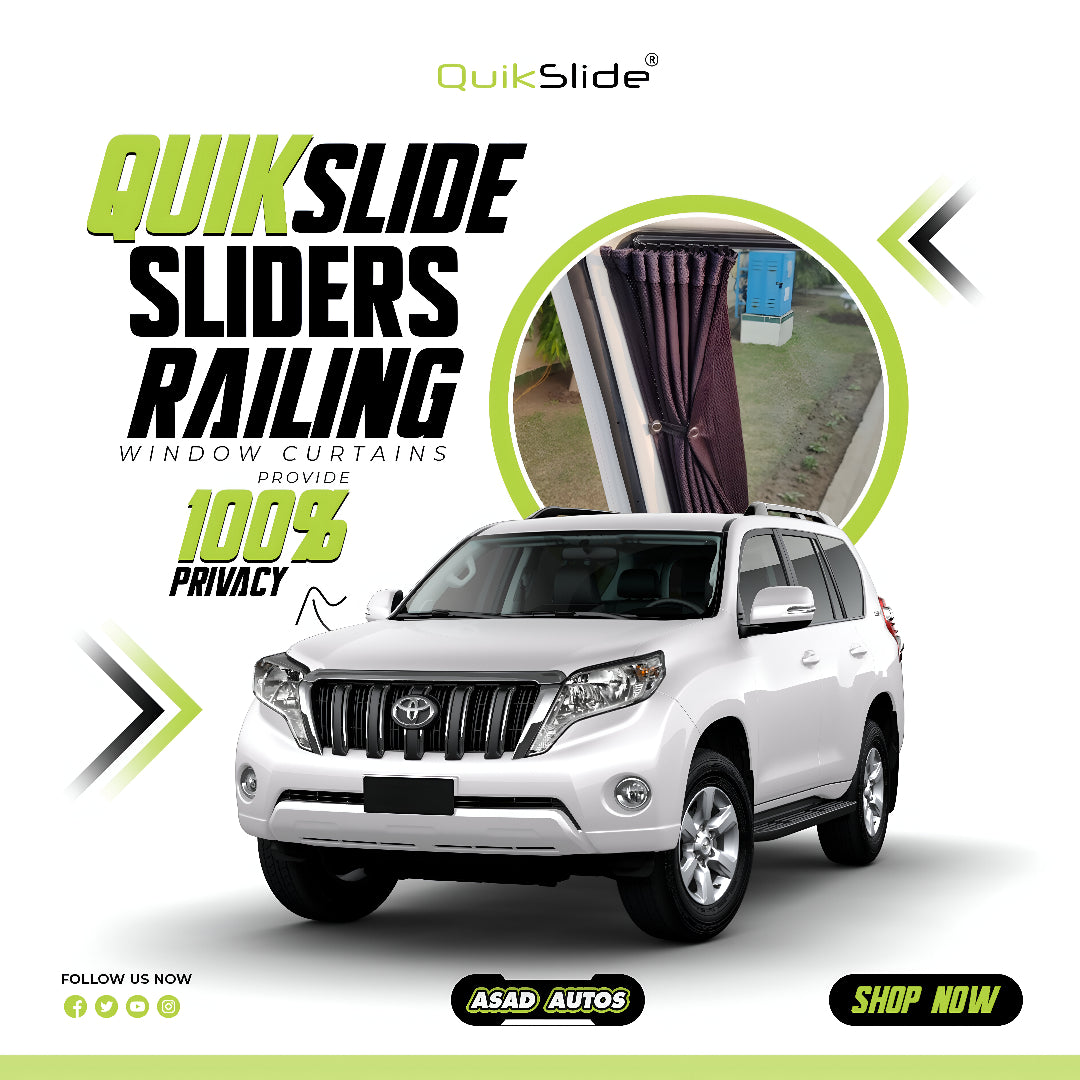 QuikSlide Sliders Railing Curtains installed in Toyota Prado 2010-2023 (J150)"
