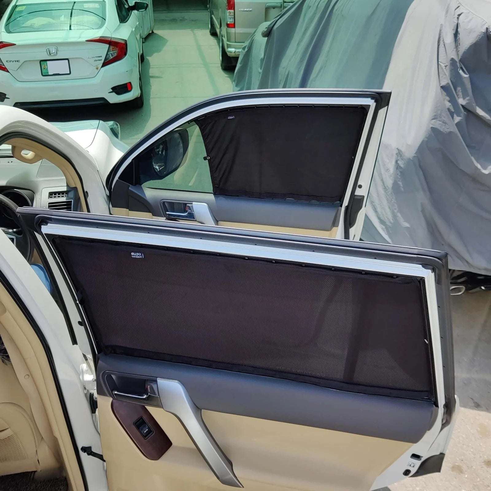 QuikSlide Sliders Railing Curtains installed in Toyota Prado 2010-2023 (J150)"
