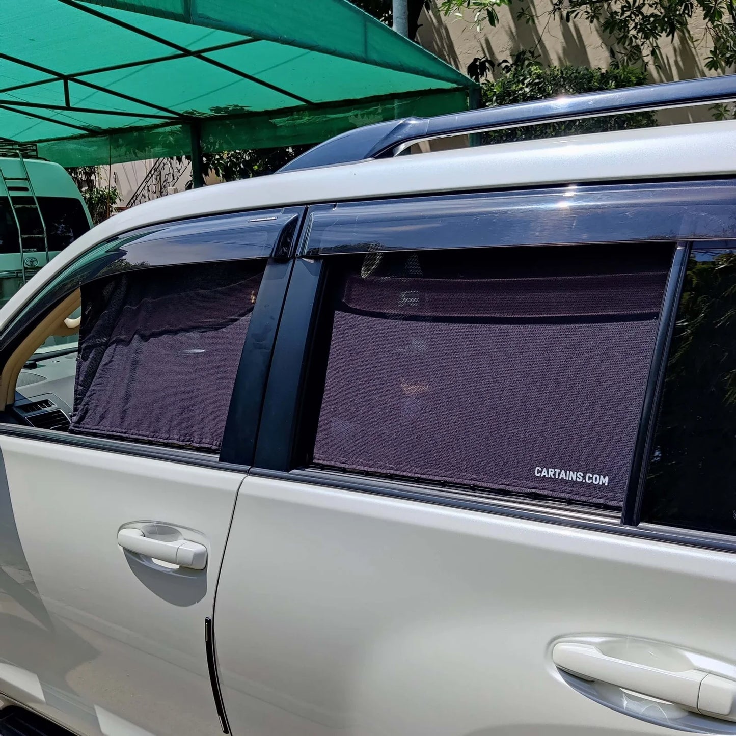 QuikSlide Sliders Railing Curtains installed in Toyota Prado 2010-2023 (J150)"
