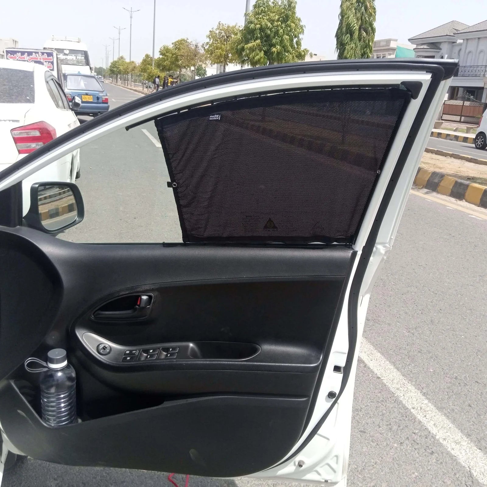 QuikSlide Sliders railing curtains installed in Kia Picanto