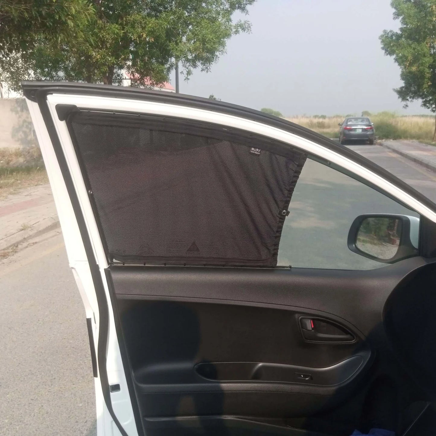 QuikSlide Sliders railing curtains installed in Kia Picanto