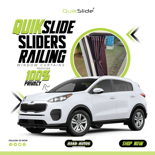 QuikSlide Sliders railing curtains installed in Kia Sportage 2018-2024