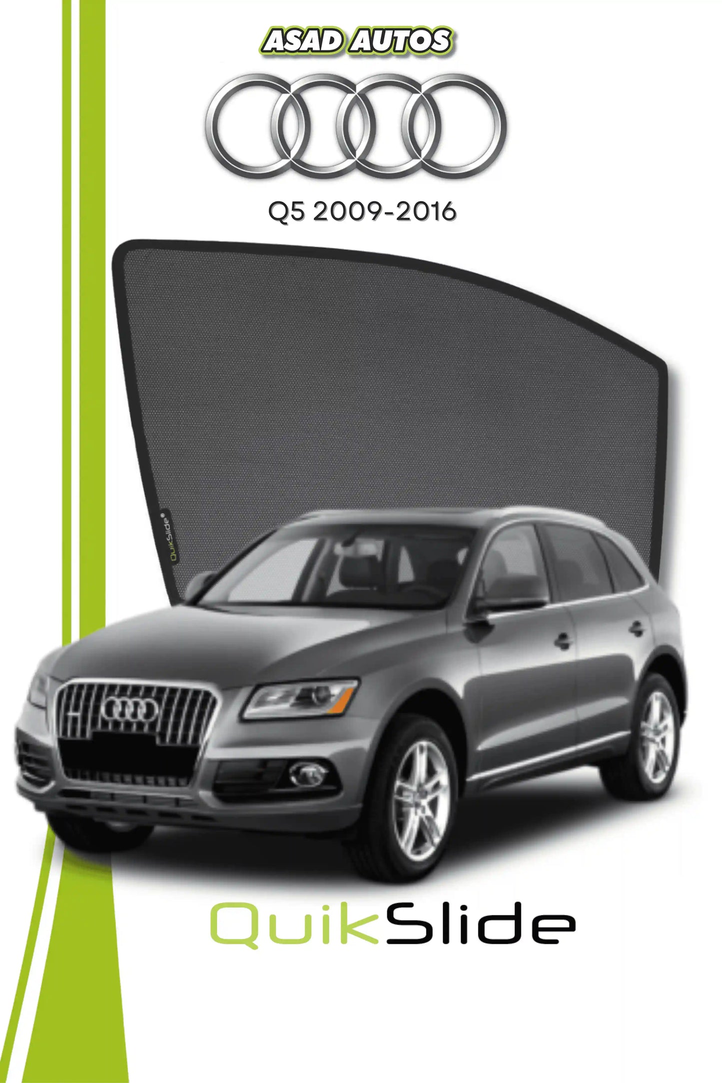 QuikSlide Sun Shades Audi Q5 2009 2016 Black Car Pardy