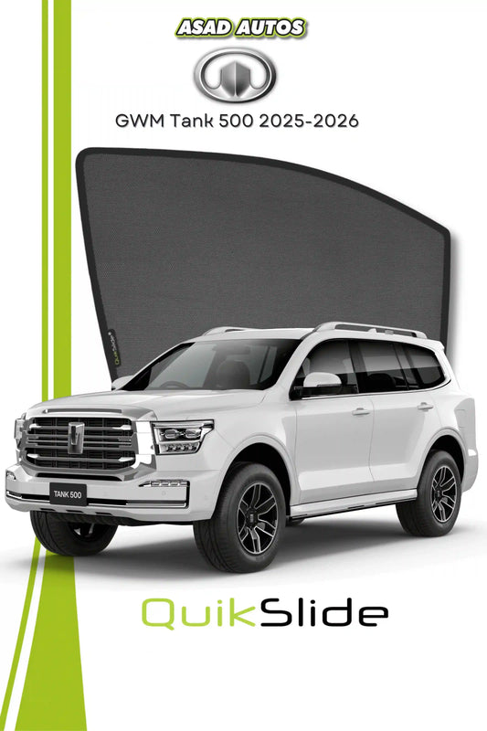  QuikSlide Sun Shades GWM Tank 500 2025 2026 Black Car Pardy