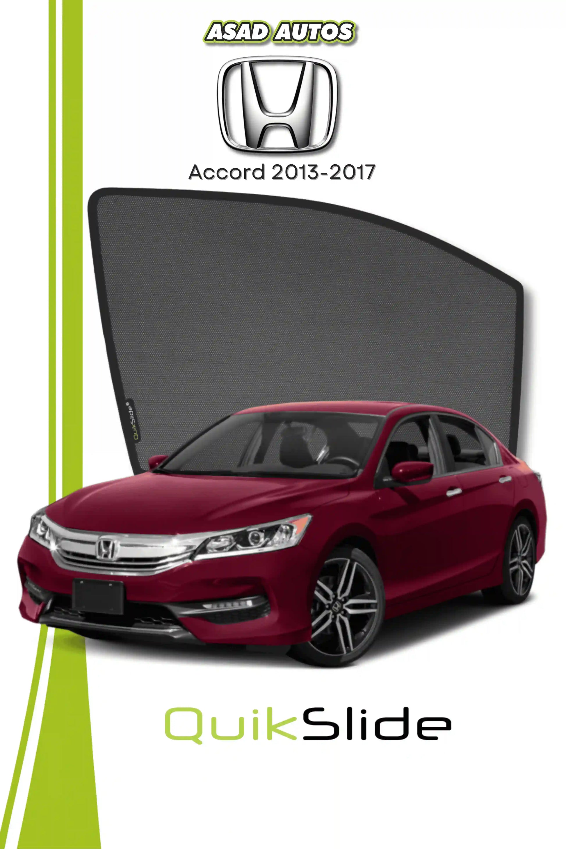 QuikSlide Sun Shades Honda Accord 2013 2017 Black Car Pardy