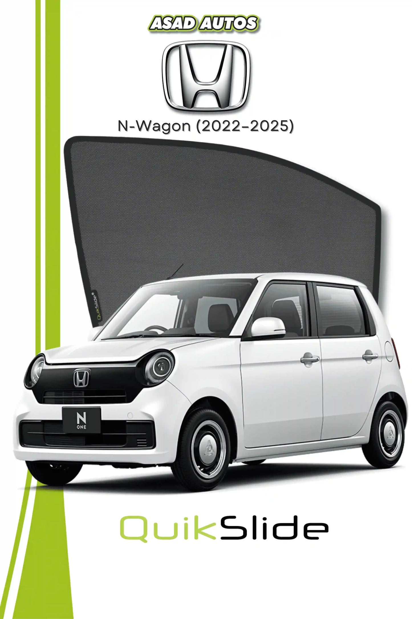 QuikSlide Sun Shades Honda N-One 2022 2026 Black Car Pardy
