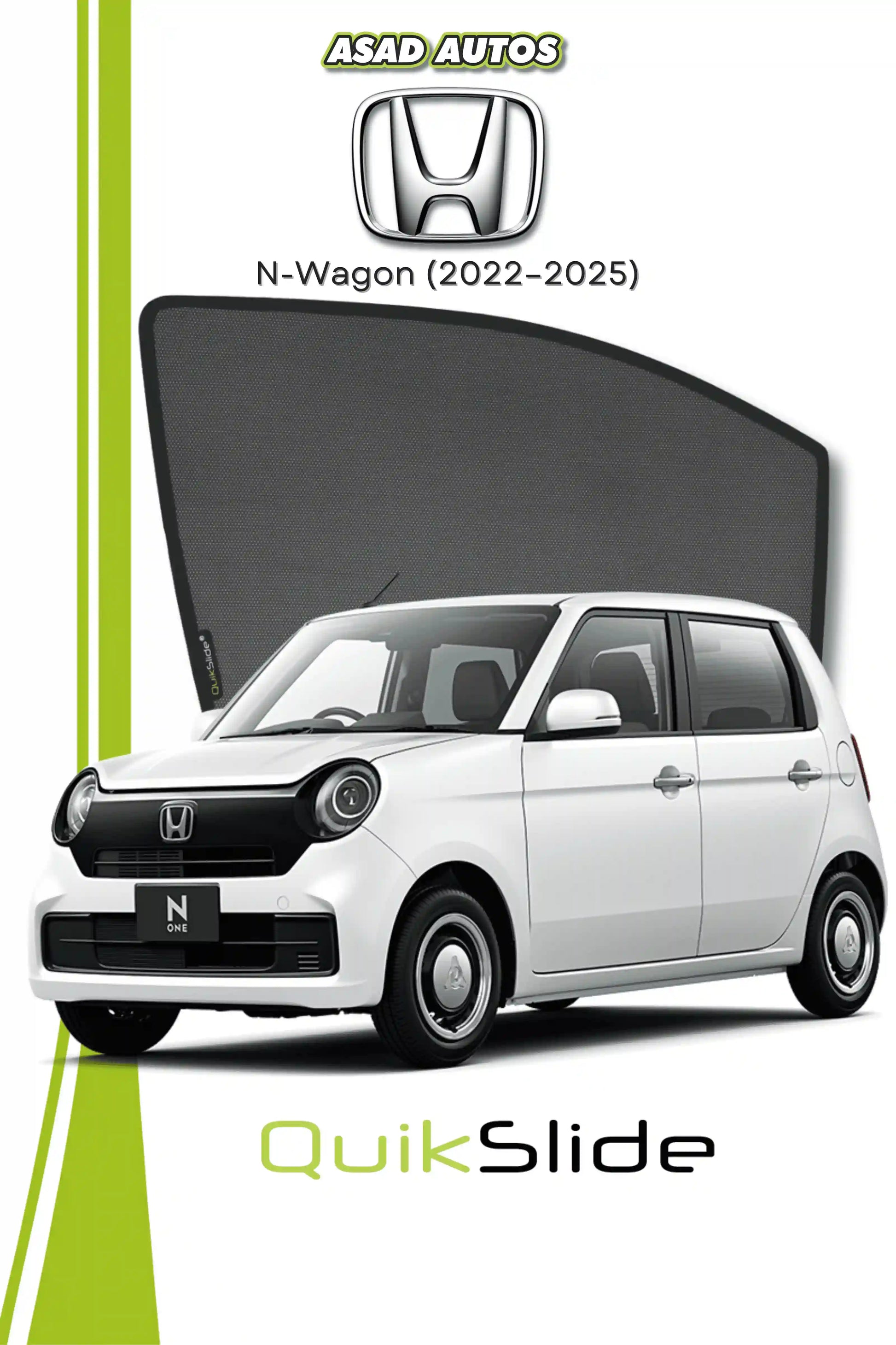 QuikSlide Sun Shades Honda N-One 2022 2026 Black Car Pardy
