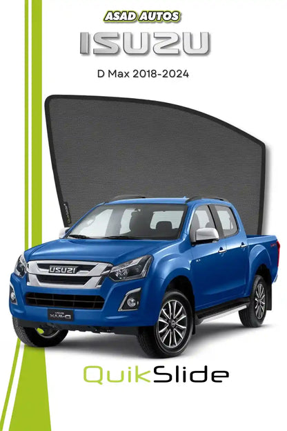 QuikSlide Sun Shades Isuzu D-Max 2018 2024 Black Car Pardy