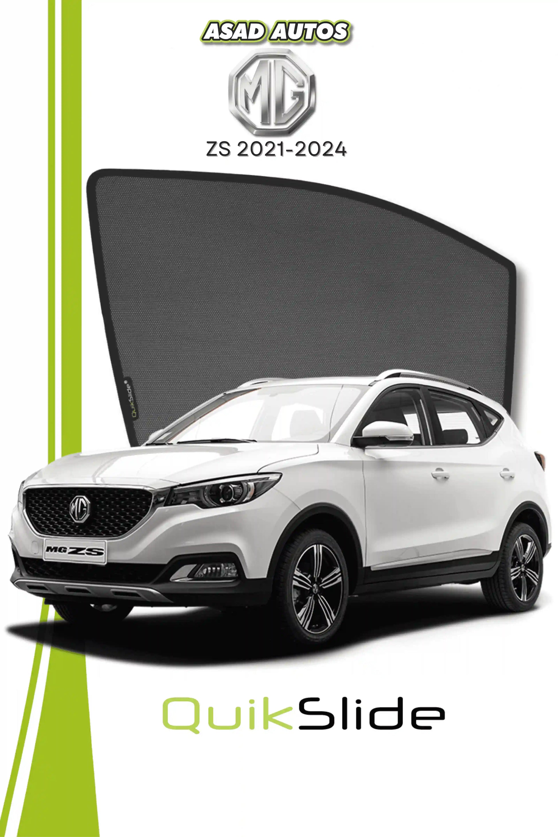 QuikSlide Sun Shades MG ZS 2021 2024 Black Car Pardy