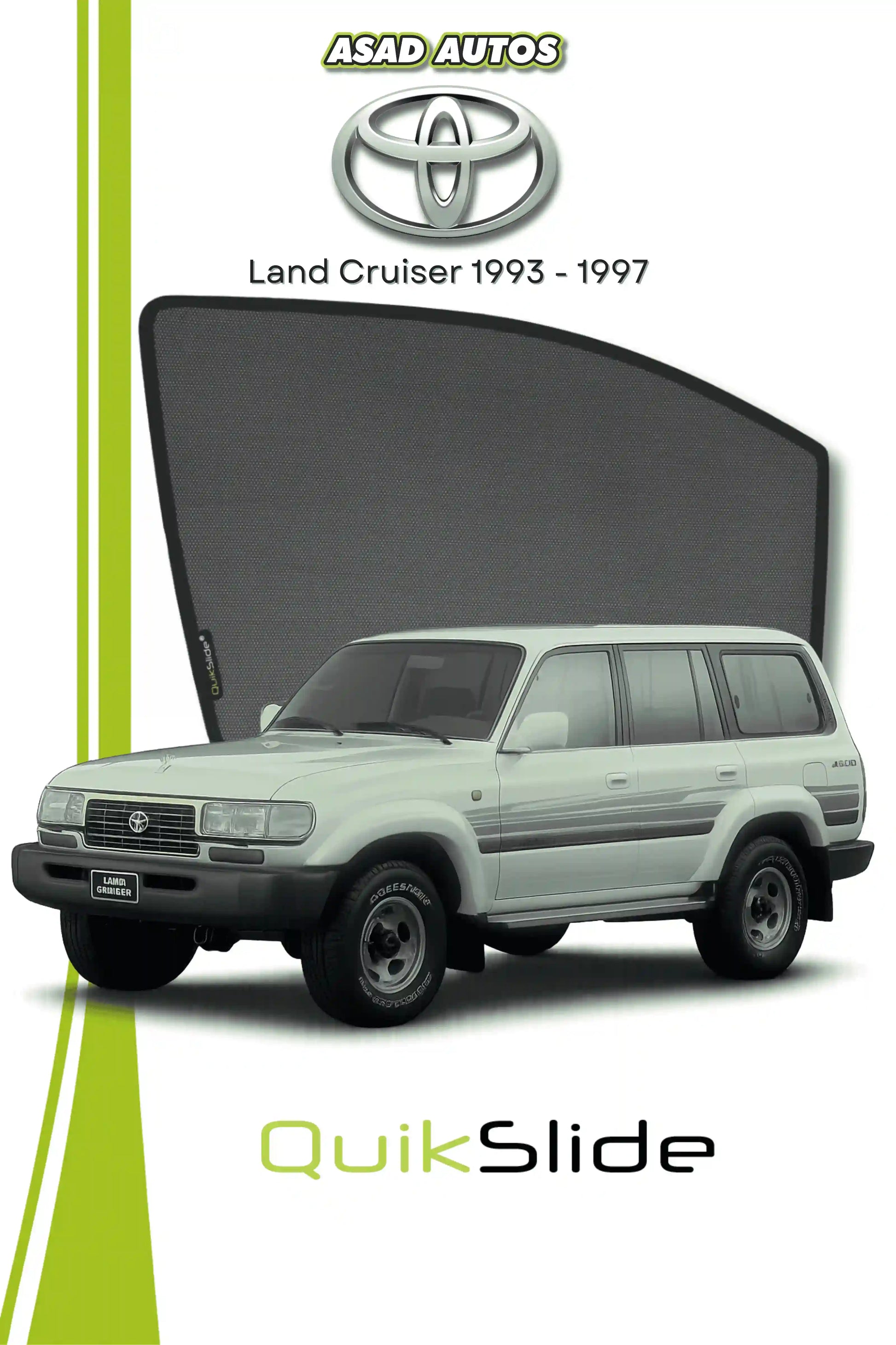 QuikSlide Sun Shades Toyota Land Cruiser 1993 1997 Black Car Pardy