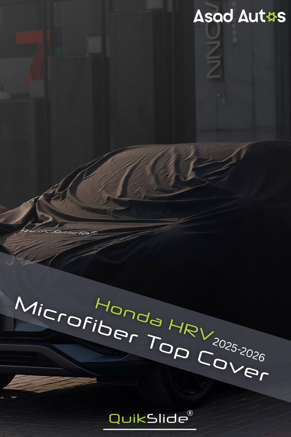QuikSlide microfiber top cover for Honda HR-V HEV 2025–2026 featuring a custom-fit dashboard cover with UV protection,