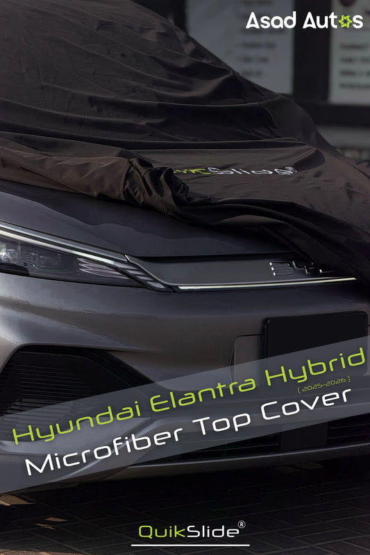 QuikSlide microfiber top cover for Hyundai Elantra Hybrid 2025–2026 full body car cover with UV protection dust and scratch resistant material
