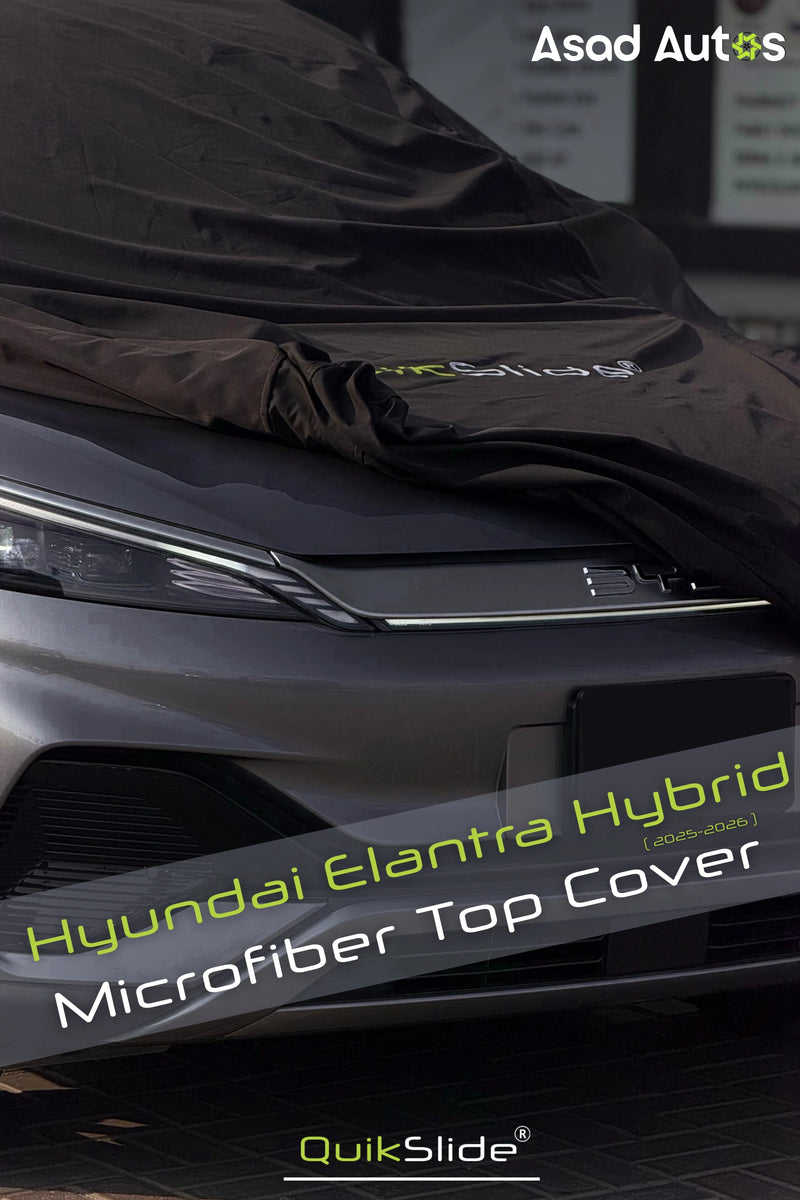 QuikSlide microfiber top cover for Hyundai Elantra Hybrid 2025–2026 full body car cover with UV protection dust and scratch resistant material
