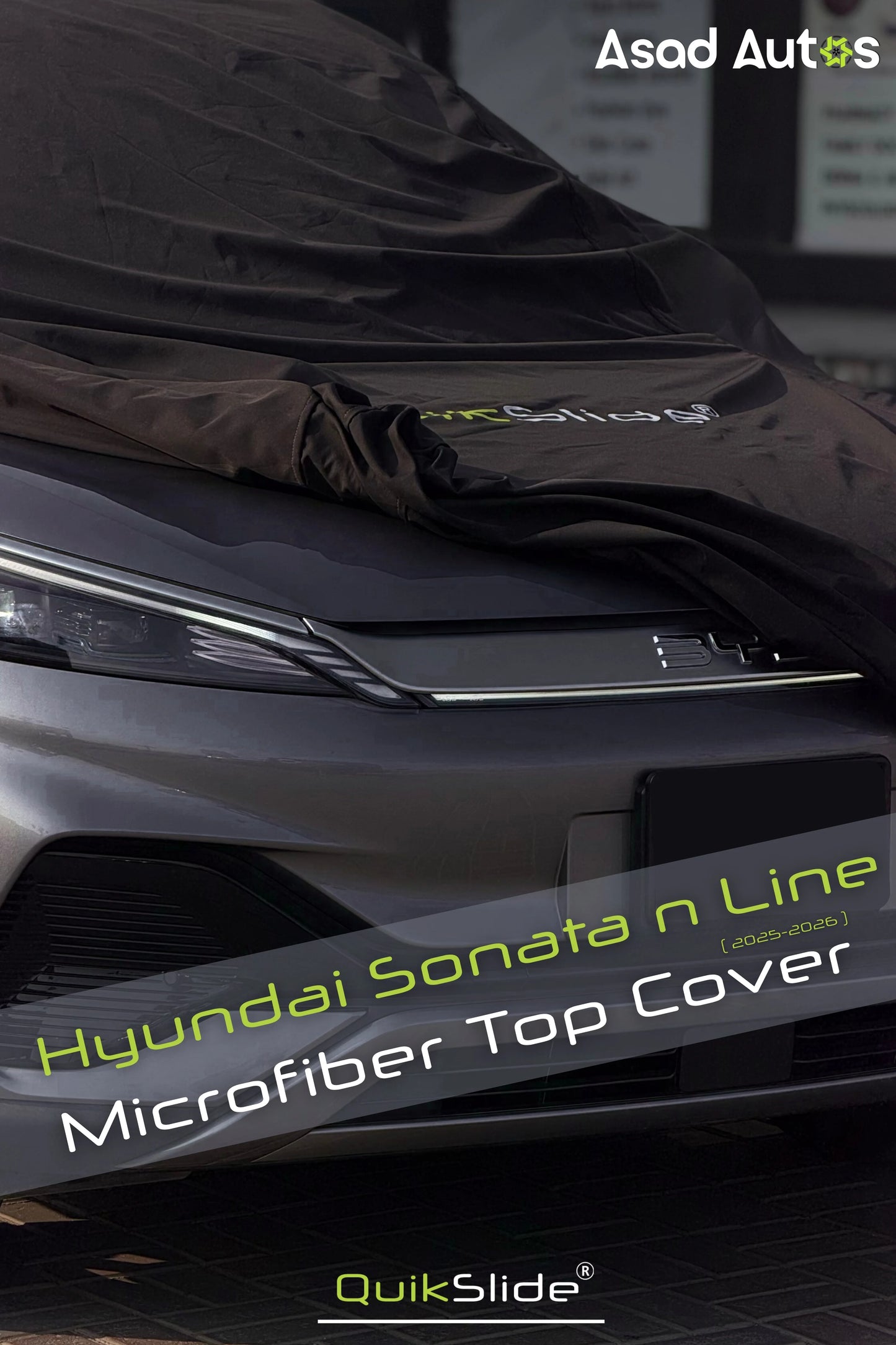 QuikSlide microfiber top cover for Hyundai Sonata N Line 2025–2026 full body car cover with UV protection dust and scratch resistant material
