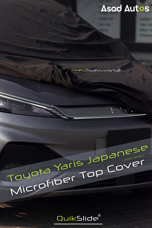 QuikSlide microfiber top cover for Toyota Yaris Japanese 2023–2026 hatchback full body car cover with UV protection dust and scratch resistant material
