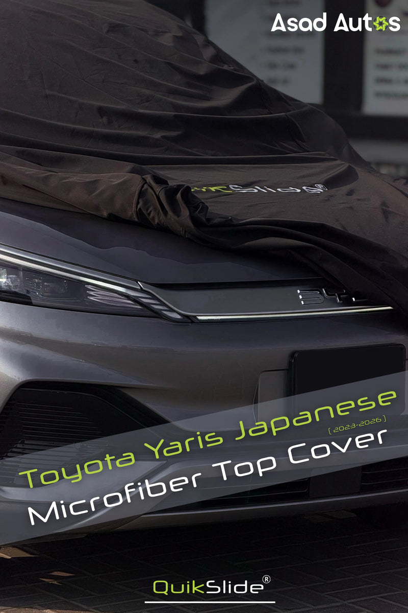QuikSlide microfiber top cover for Toyota Yaris Japanese 2023–2026 hatchback full body car cover with UV protection dust and scratch resistant material
