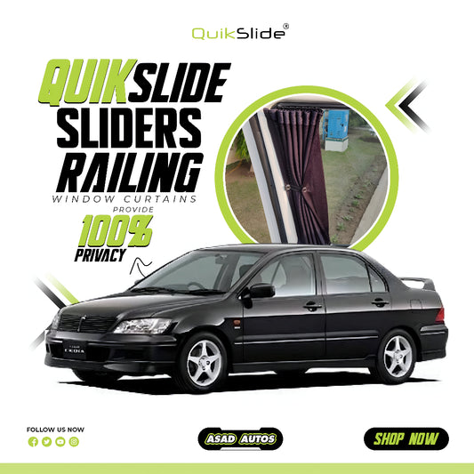 QuikSlide sliders railing curtains Mitsubishi Lancer Gen5 2000-2010, Mitsubishi Lancer 5th generation window curtains, Lancer 2000 window curtains, Lancer 2001 window curtains, Lancer 2002 window curtains, Lancer 2003 window curtains, Lancer 2004 window curtains, Lancer 2005 window curtains, Lancer 2006 window curtains, Lancer 2007 window curtains, Lancer 2008 window curtains, Lancer 2009 window curtains, Lancer 2010 window curtains, Mitsubishi Lancer sliding railing curtains, Lancer privacy window curtains