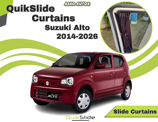 QuikSlide_sliding_window_curtains_car_pardy_for_Suzuki_Alto_2014_2026_8th_gen
