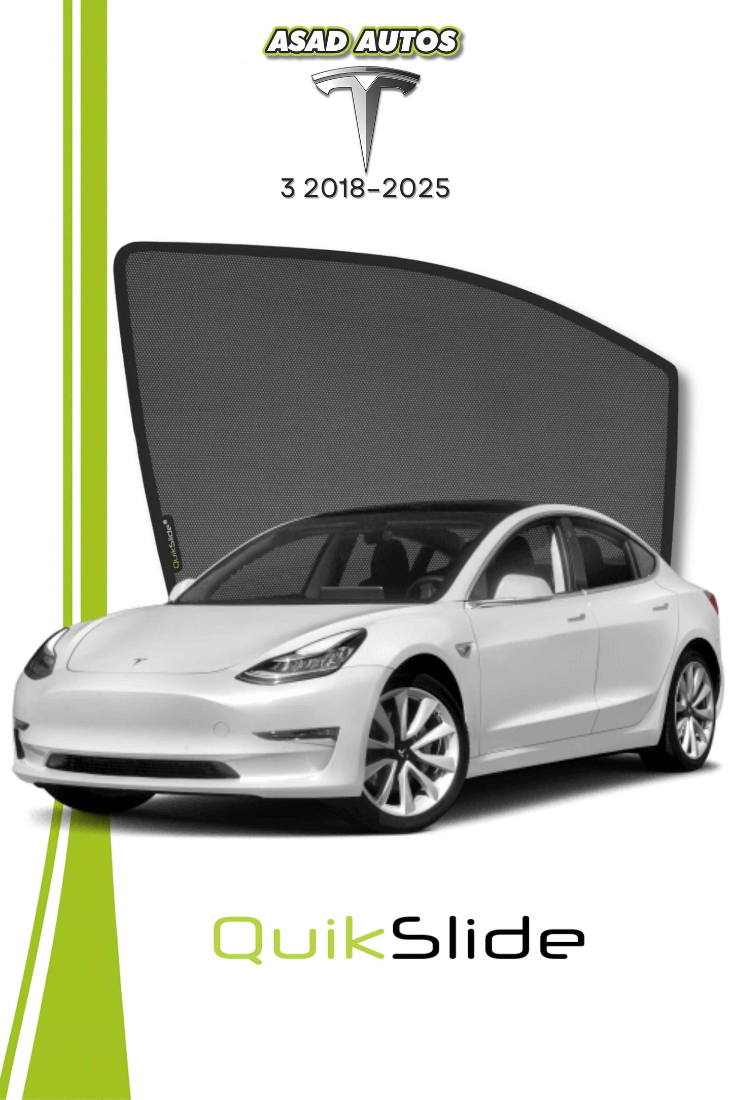 QS | QuikSlide Window Sun Shades (Car Pardy) for Tesla Model 3 2018–2025