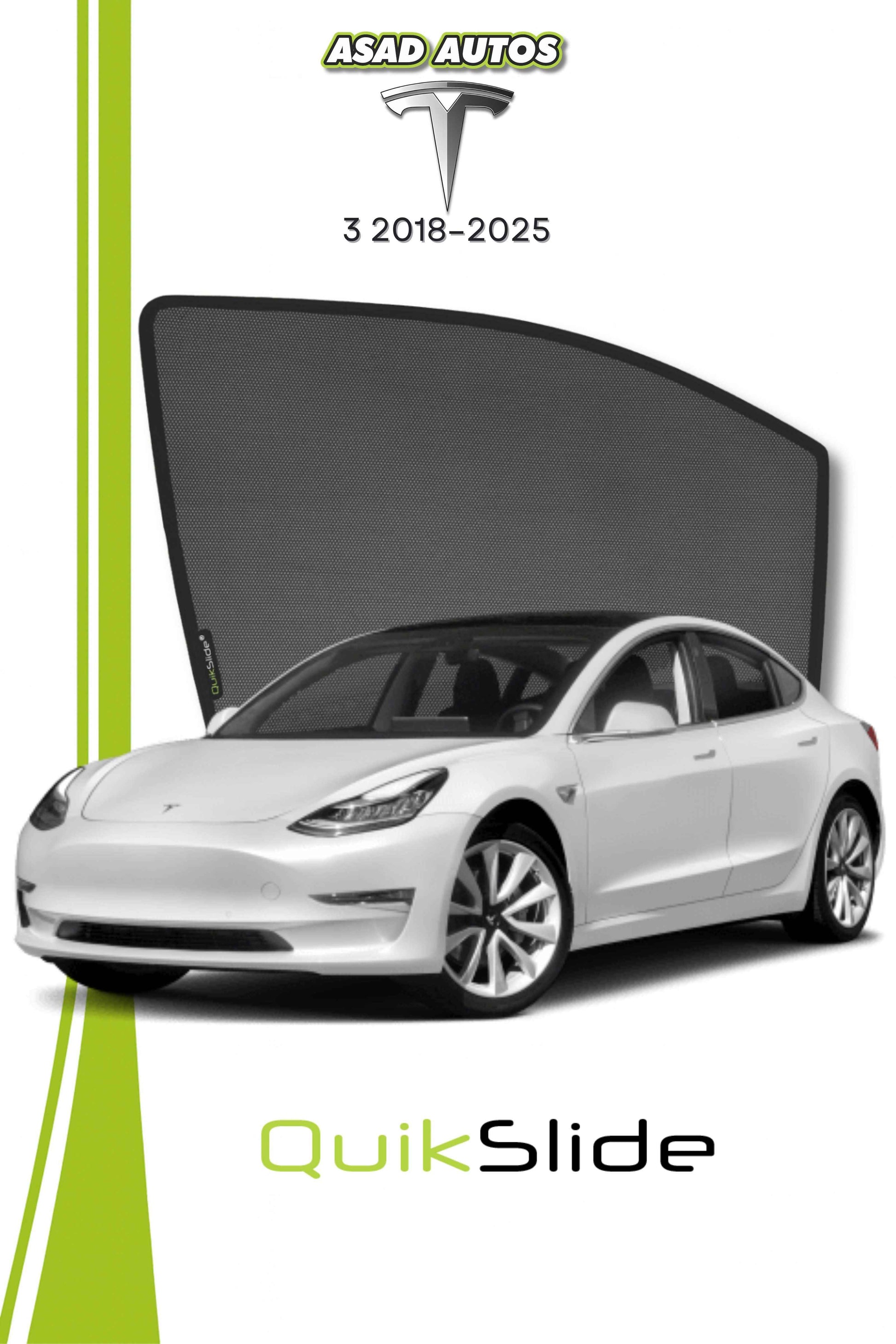 QS | QuikSlide Window Sun Shades (Car Pardy) for Tesla Model 3 2018–2025