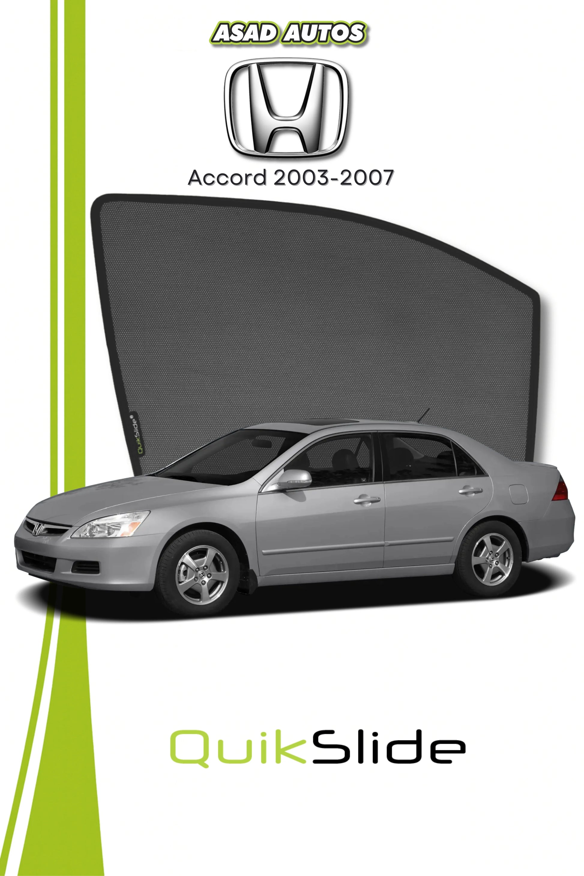 Quik Snap Window Sun Shades (Car Pardy) For Honda Accord 2003-2007 VIP Sedan