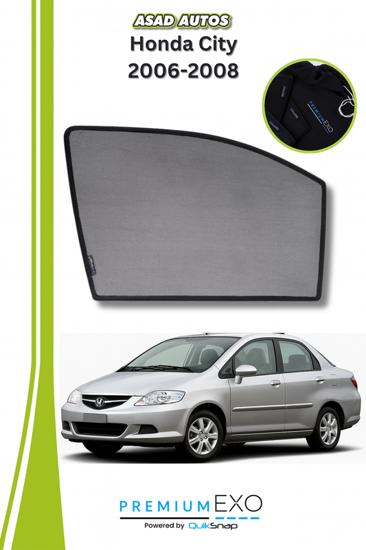 Quik Snap Window Sun Shades (Car Pardy) For Honda City 2006-2008 Sedan