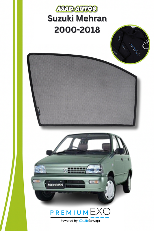 Quik Snap Window Sun Shades (Car Pardy) For Suzuki Mehran 2000-2018 Hatchback