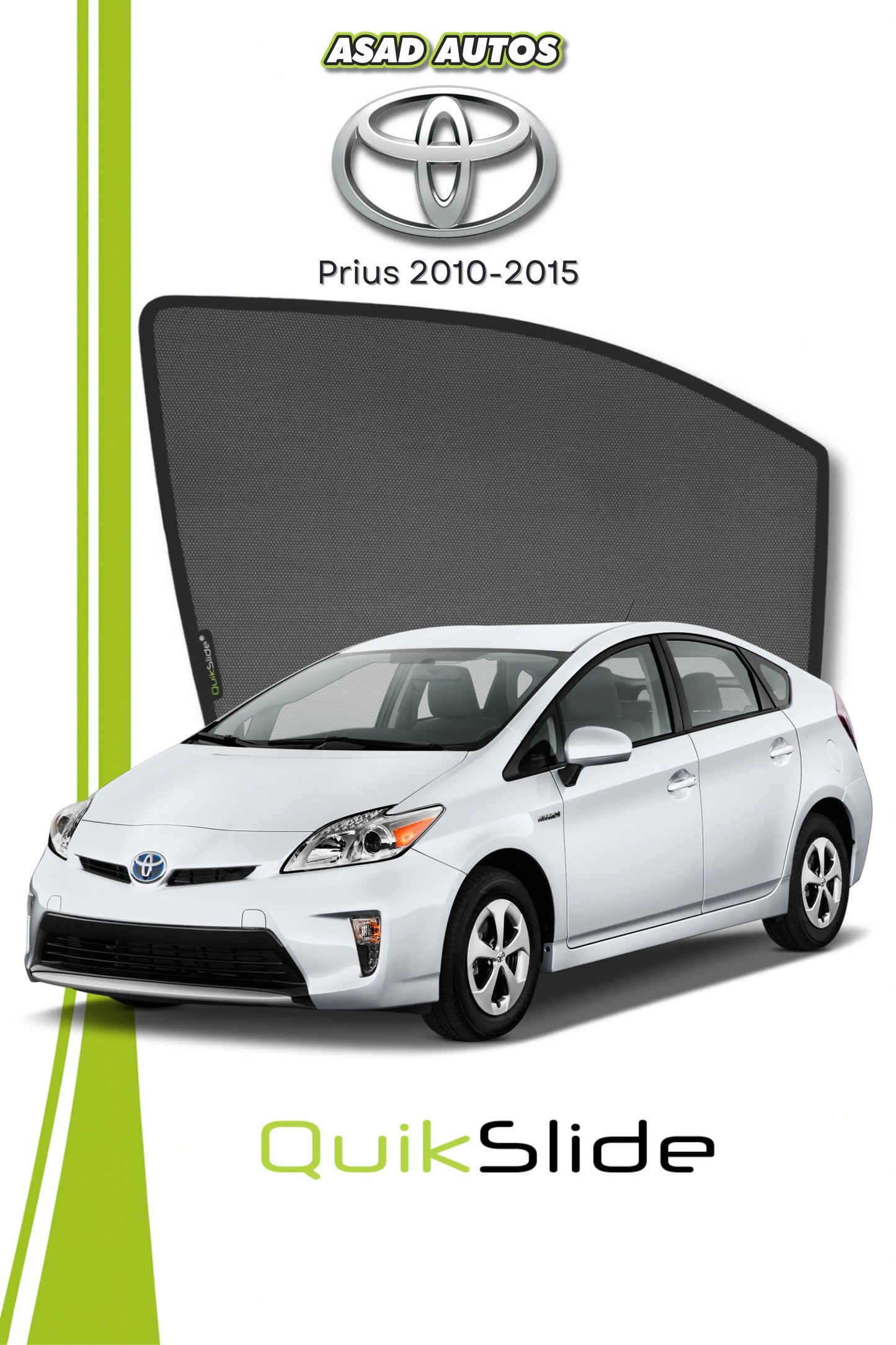 Quik Snap Window Sun Shades (Car Pardy) For Toyota Prius HatchBack 2010-2015