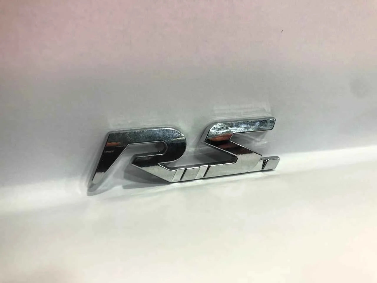 RS Emblem, Monogram, Logo – Silver Chrome Sport Badge
