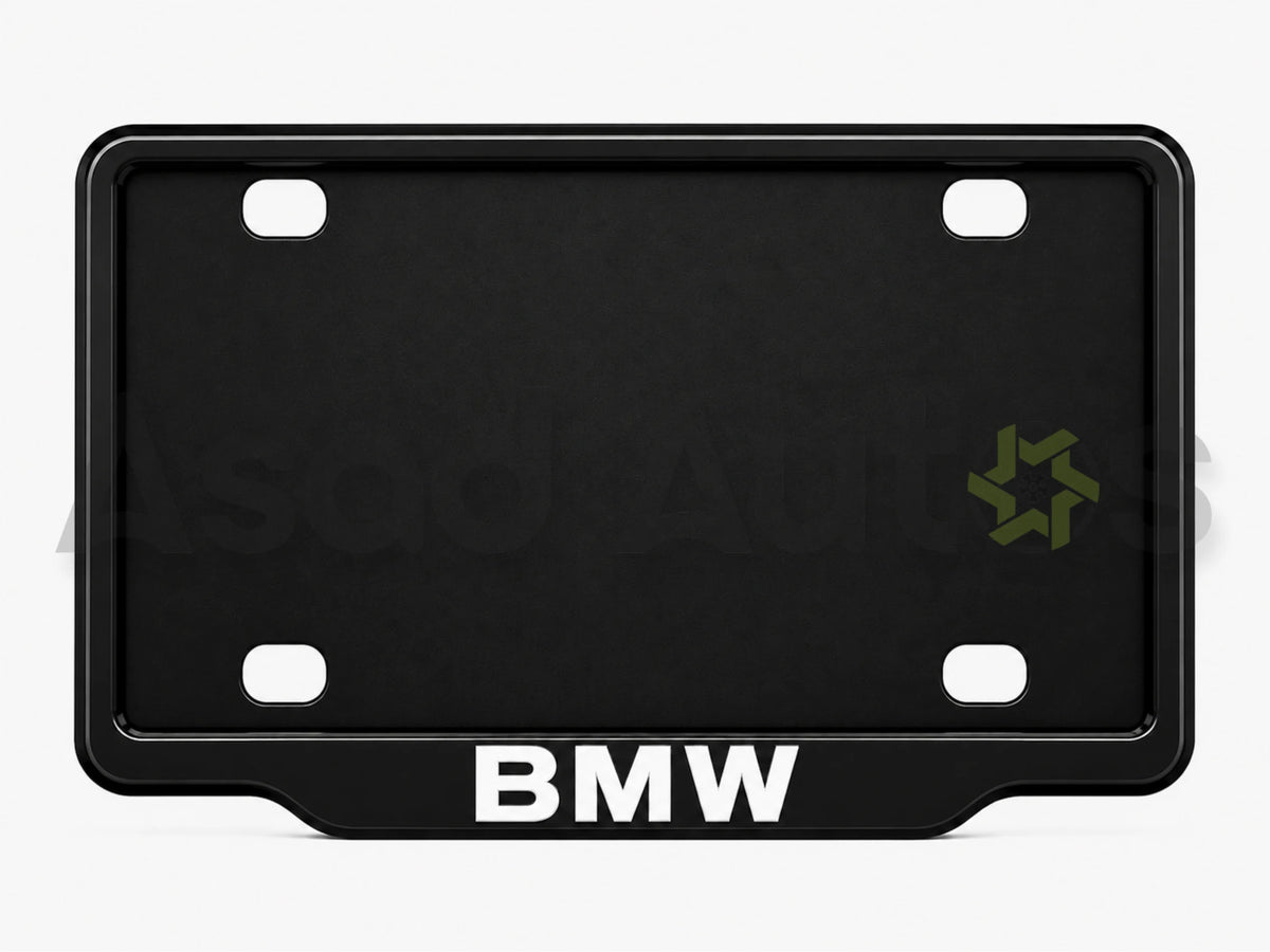 Raptic custom number plate frame fitted on BMW front plate area - Asad Autos